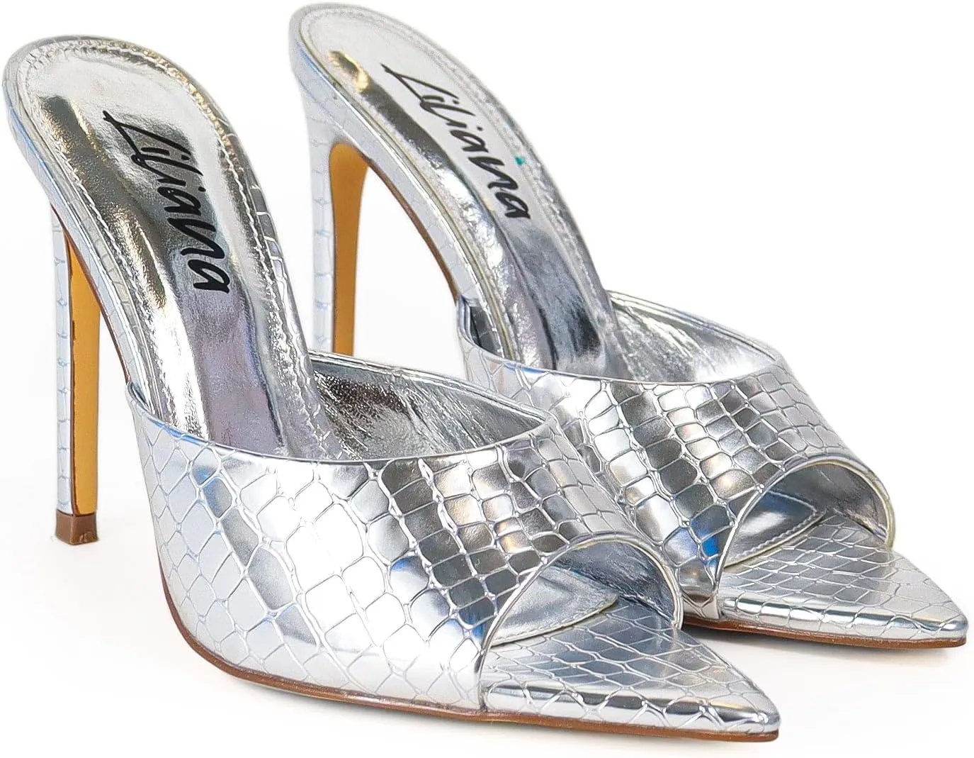 Liliana Women Pointed Toe Slip on Stiletto Heels Sandals