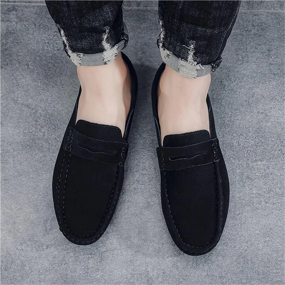 Loafers for Men PU Leather Loafers Flexible Flat Heel Casual Non-Slip Work Shoes