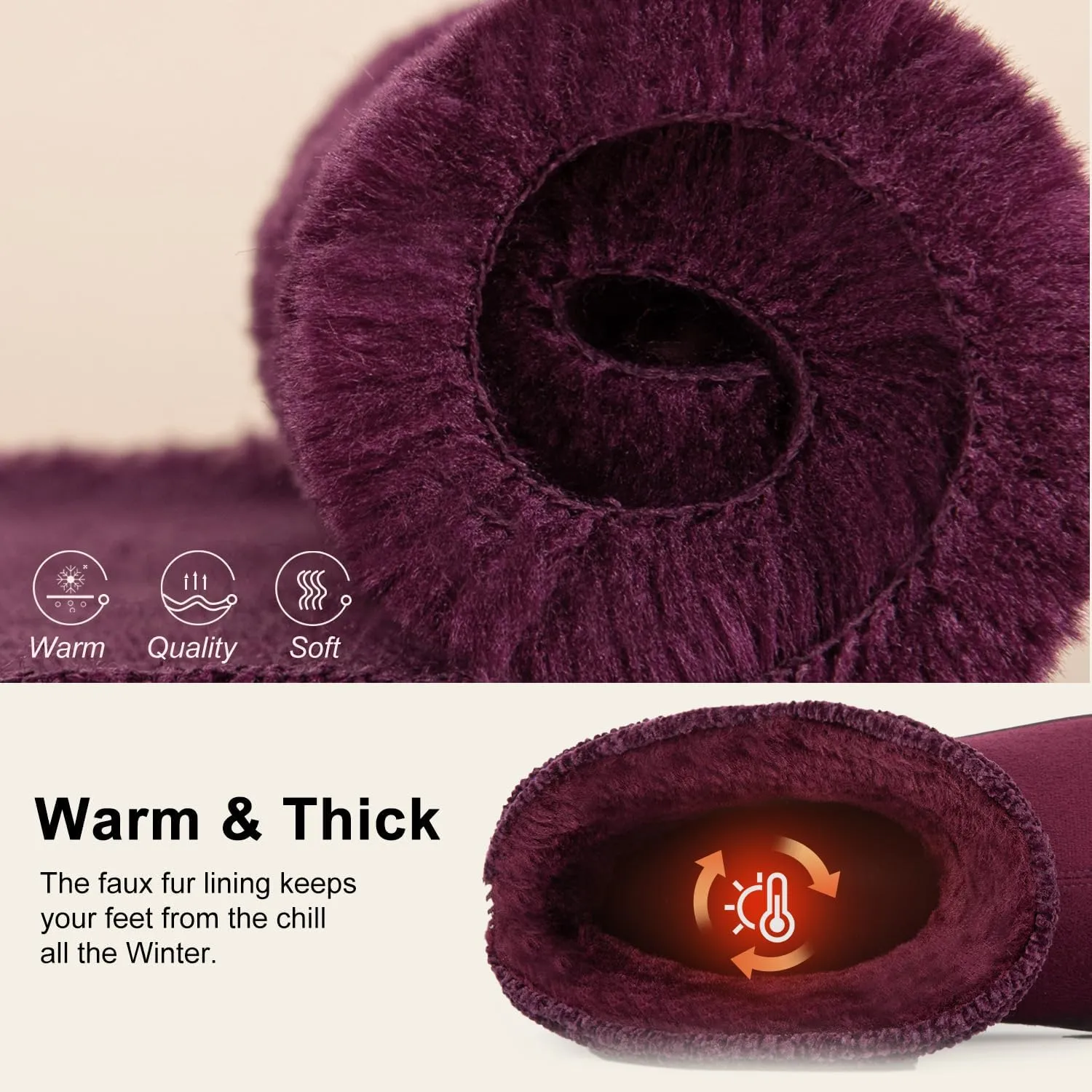 LongBay Women's Warm Chenille Knit Bootie Slippers Memory Foam Comfy Suede Fluffy Faux Fur Memory Foam Boots House Shoes