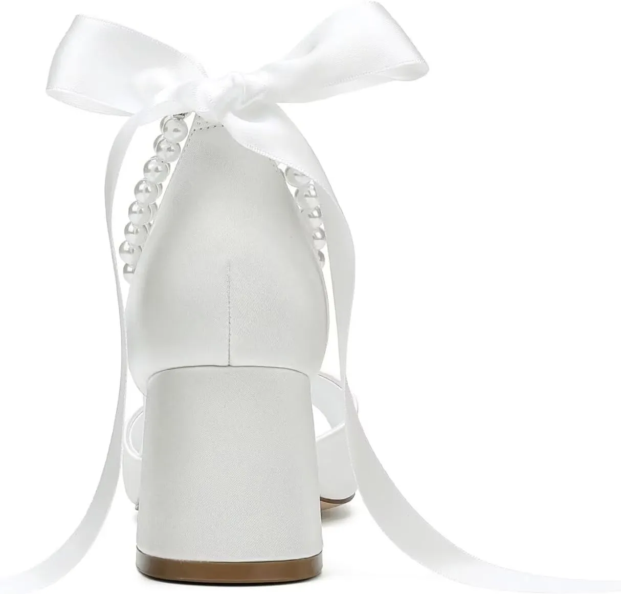 Low Block Heel Wedding Sandals Pearl Heels Wedding Shoes for Bride Open Toe Bridal Shoes