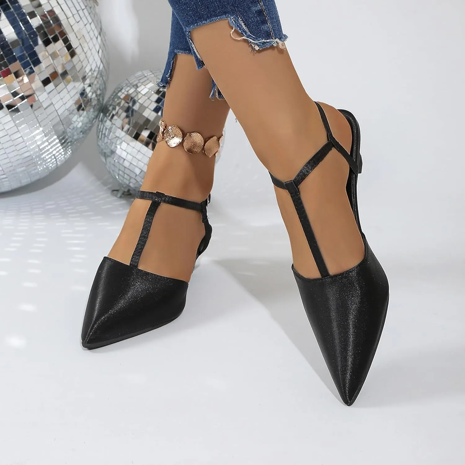 Low Heels for Women Closed Pointed Toe Dress Pumps Shoes Slingback Heel Vacation Sandals Comfortable Low Heeled Sandals