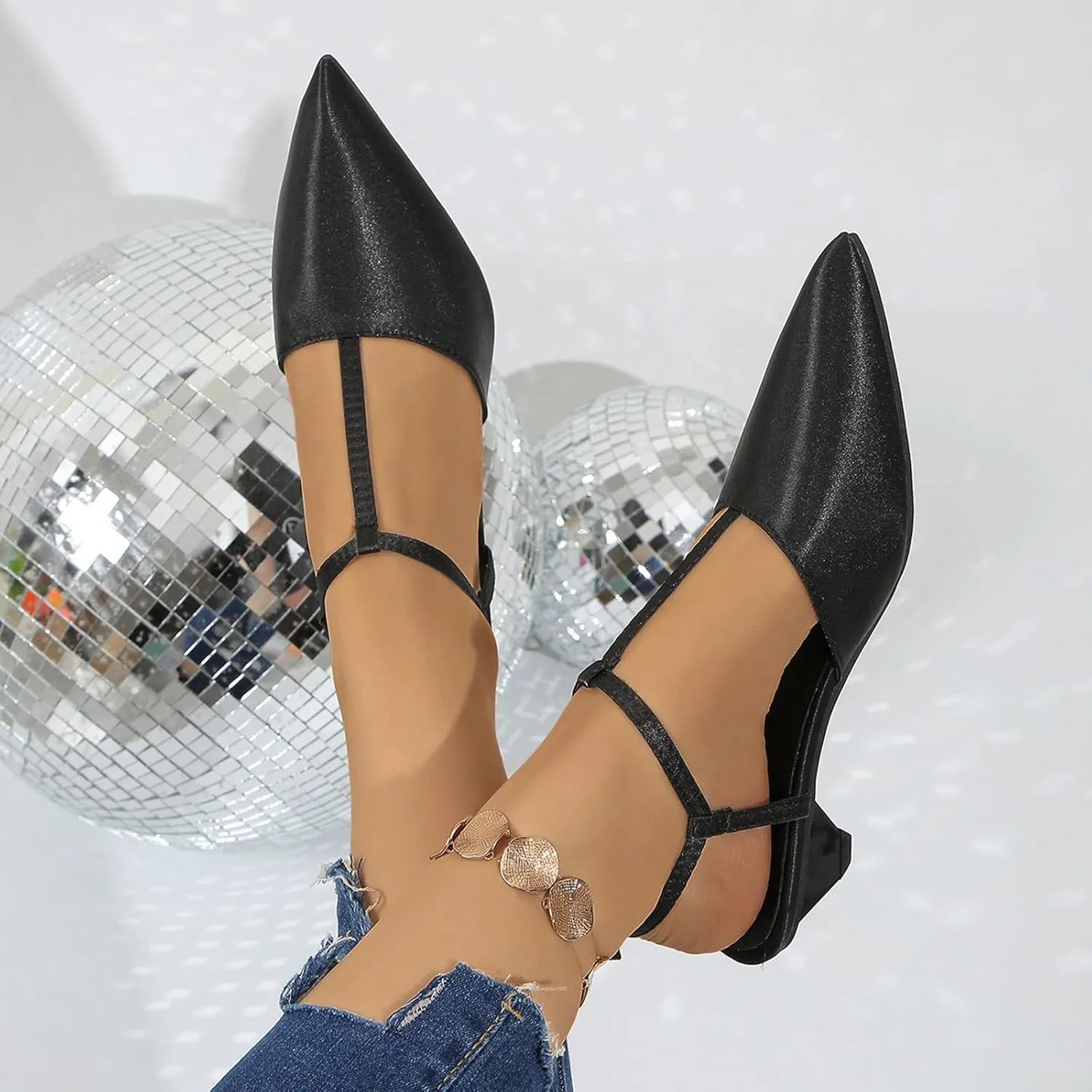 Low Heels for Women Closed Pointed Toe Dress Pumps Shoes Slingback Heel Vacation Sandals Comfortable Low Heeled Sandals