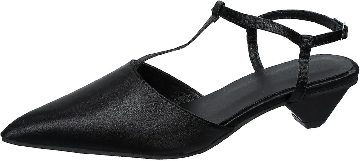 Low Heels for Women Closed Pointed Toe Dress Pumps Shoes Slingback Heel Vacation Sandals Comfortable Low Heeled Sandals