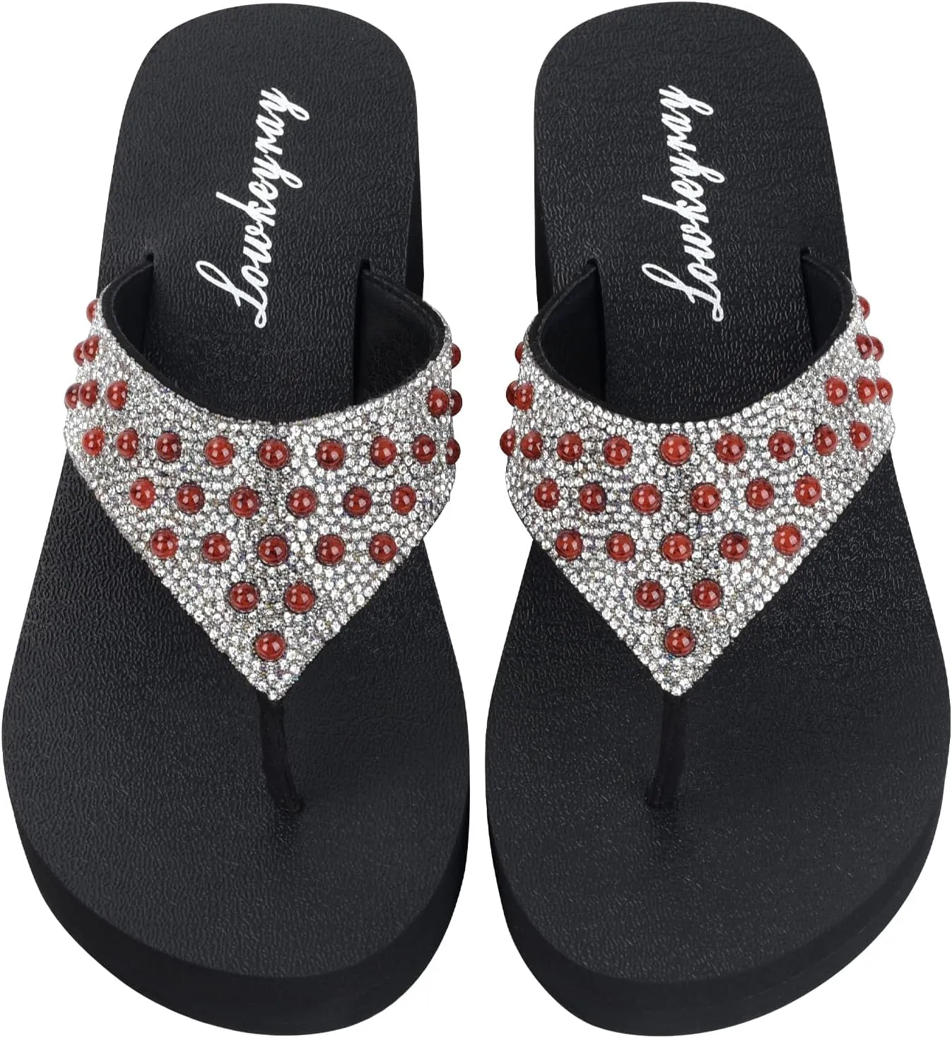 Lowkeyray Women's Rhinestone Flip-Flop Sandals