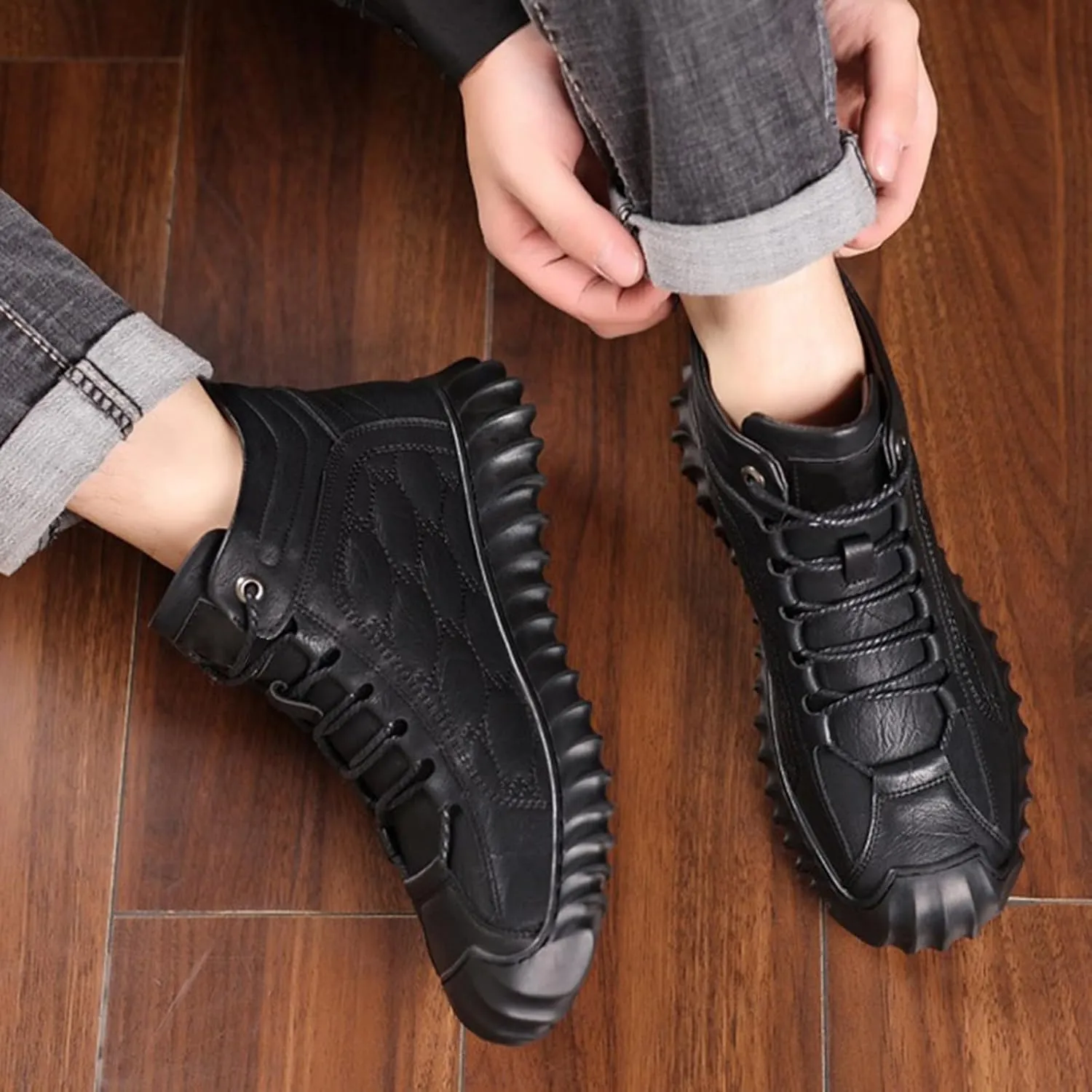 Men Work Boots with Zipper Hiking Sneakers Warm Fur Lined Workout Shoes for Women Comfortable Waterproof Outdoor Work Botas Lightweight Hike Grounded Footwear