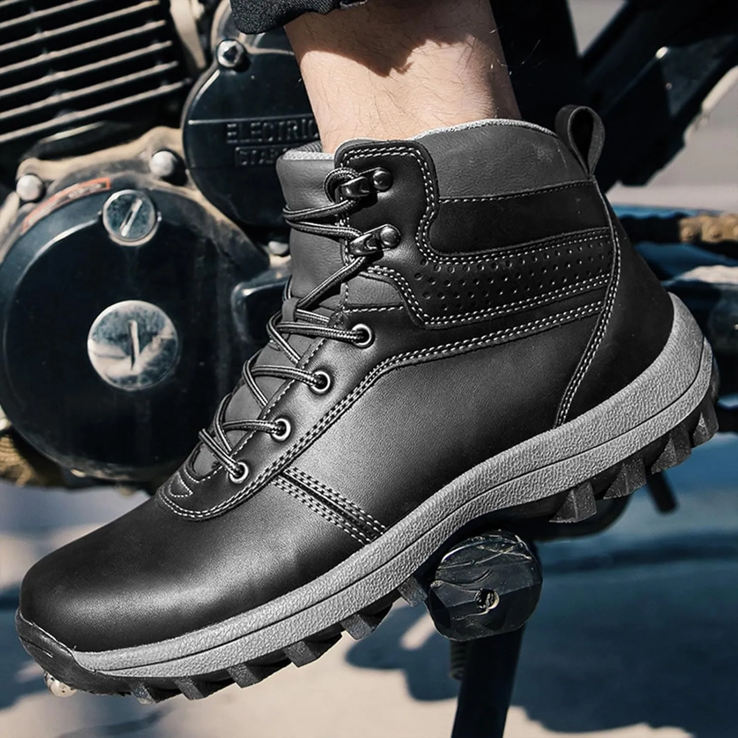 Men Work Boots with Zipper Hiking Sneakers Warm Fur Lined Workout Shoes for Women Comfortable Waterproof Outdoor Work Botas Lightweight Hike Grounded Footwear