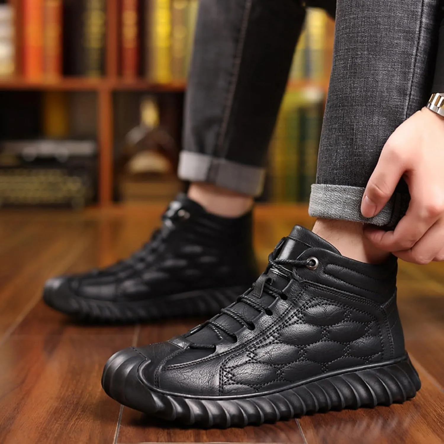 Men Work Boots with Zipper Hiking Sneakers Warm Fur Lined Workout Shoes for Women Comfortable Waterproof Outdoor Work Botas Lightweight Hike Grounded Footwear