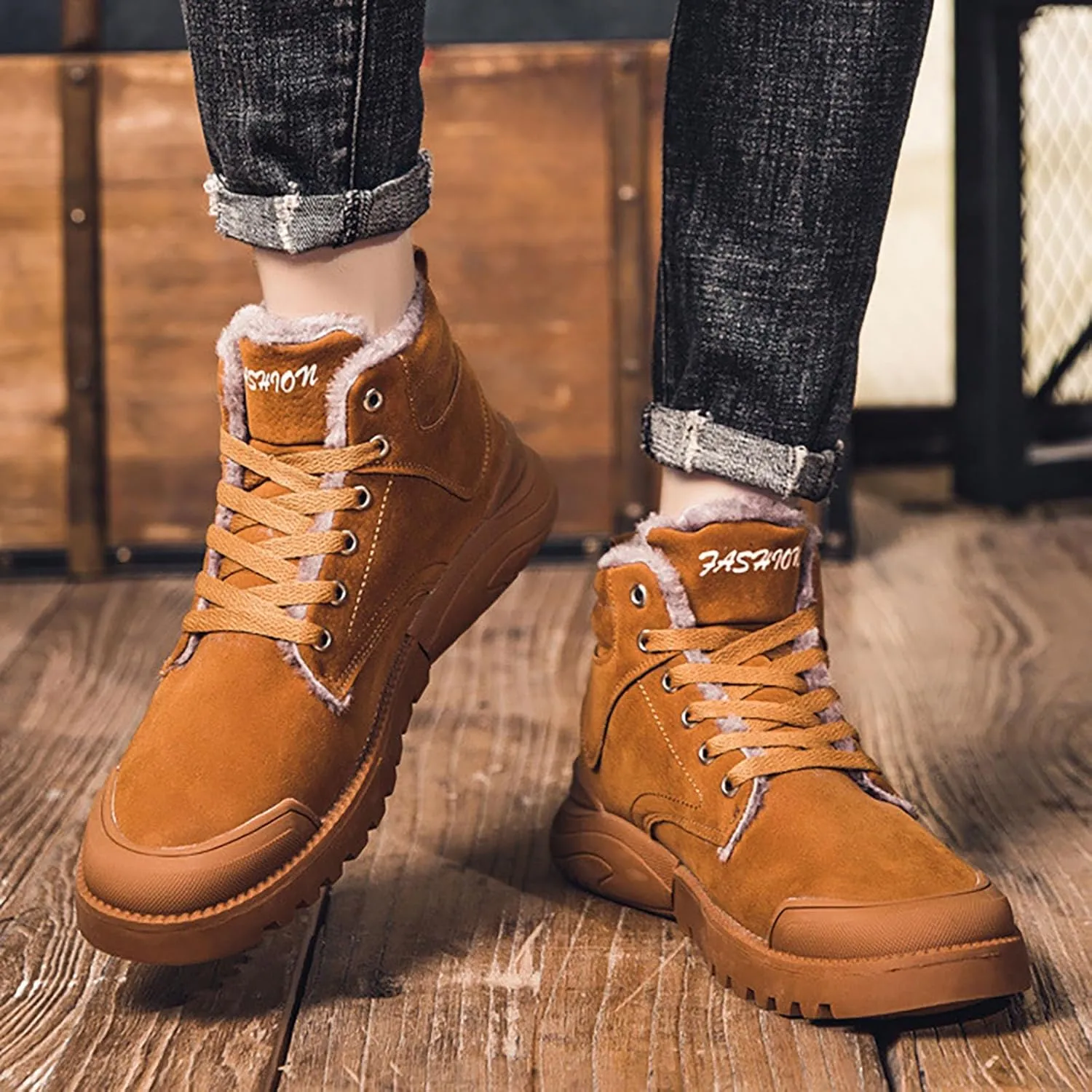 Men Work Boots with Zipper Hiking Sneakers with Warm Fur Lining Workout Shoes for Women Waterproof Waterproof Outdoor Shoes Lightweight Hike Grounded Footwear