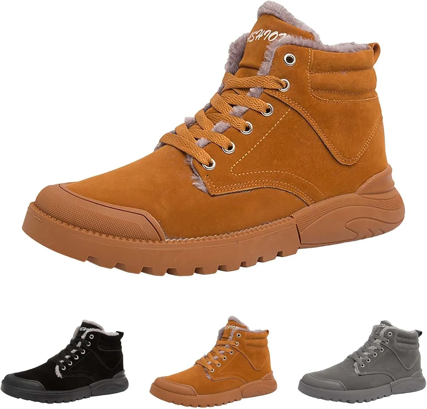 Men Work Boots with Zipper Hiking Sneakers with Warm Fur Lining Workout Shoes for Women Waterproof Waterproof Outdoor Shoes Lightweight Hike Grounded Footwear
