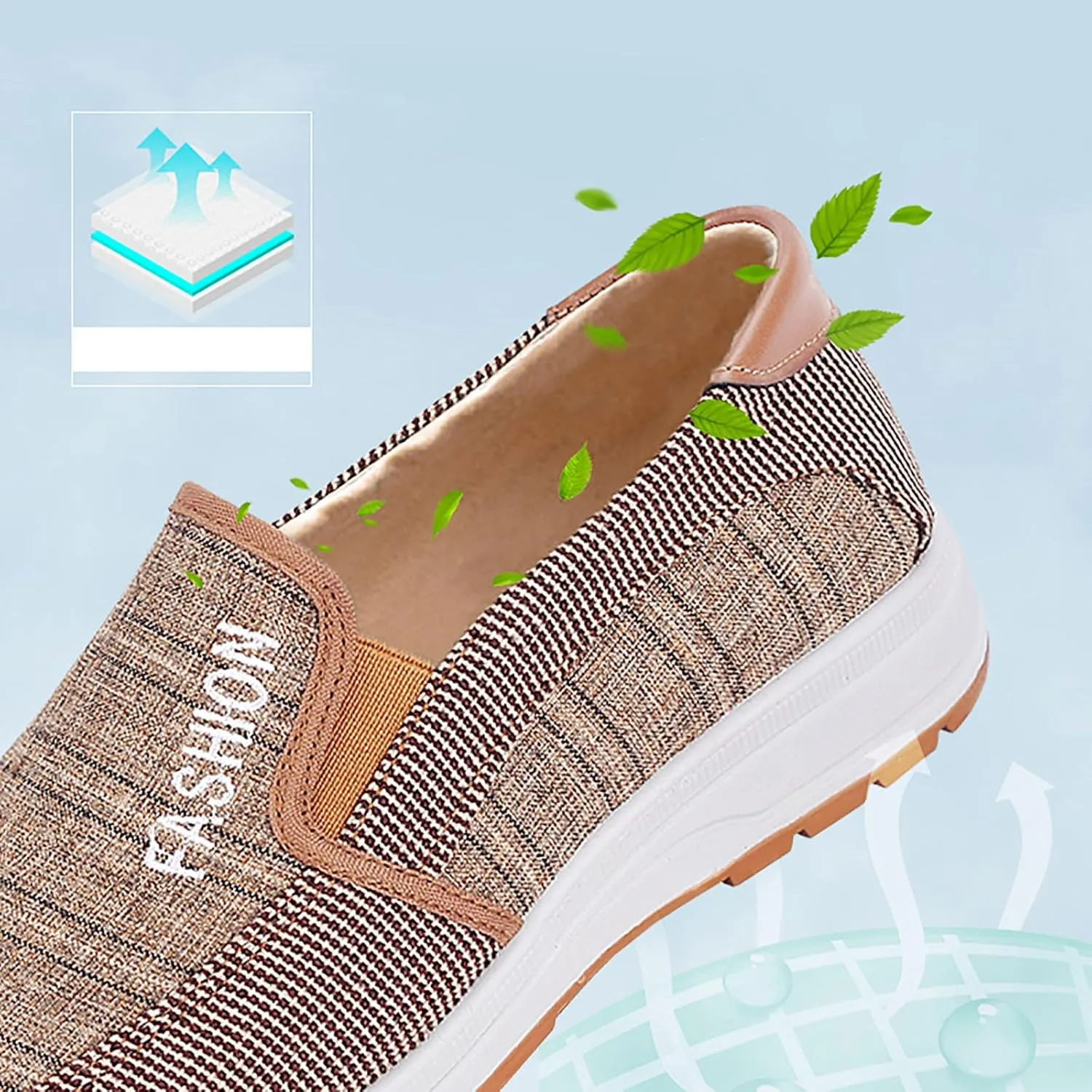 Men's Arch Support Insole Shoes Comfortable Breathable Lightweight Tennis Shoe Lightweight Elderly Slip on Shoes