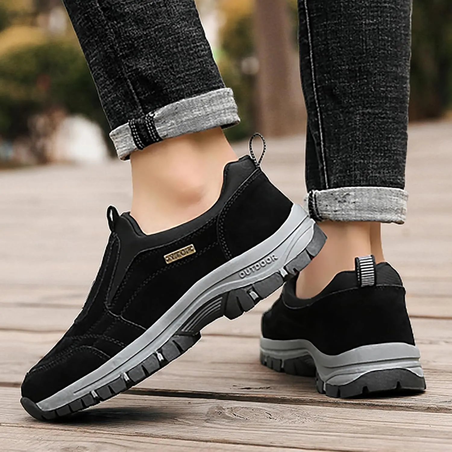 Men's Arch Support Insole Shoes Lightweight Sport Gym Jogging Walking Sneaker Lightweight Elderly Slip On Shoes