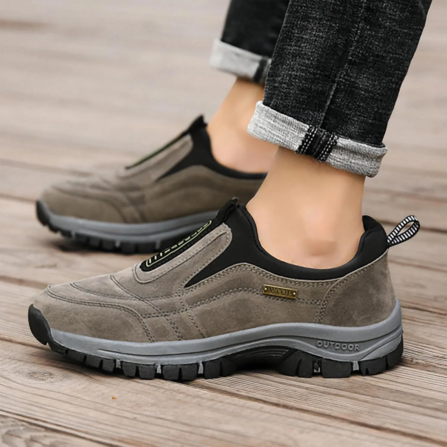 Men's Arch Support Insole Shoes Lightweight Sport Gym Jogging Walking Sneaker Lightweight Elderly Slip On Shoes