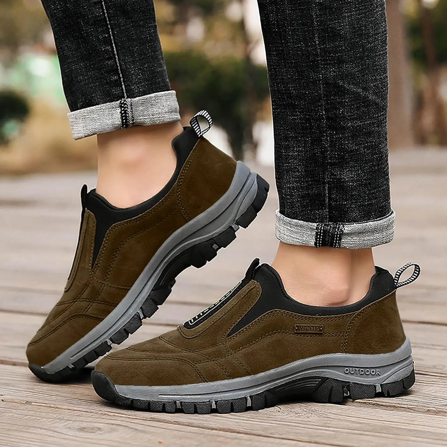 Men's Arch Support Insole Shoes Lightweight Sport Gym Jogging Walking Sneaker Lightweight Elderly Slip On Shoes