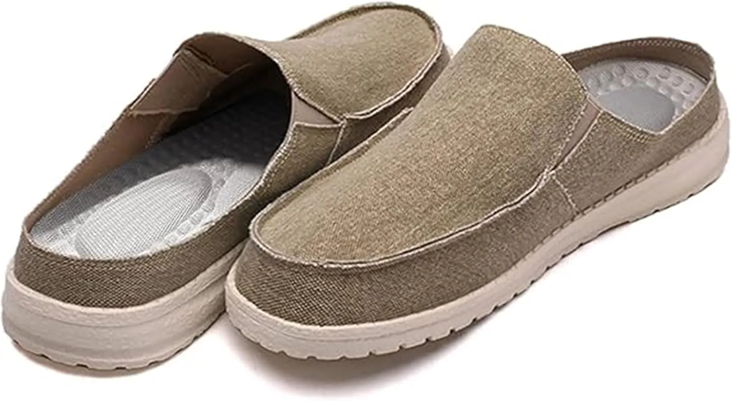Men's Backless Canvas Slip-On Slippers Breathable Anti-Slip Indoor Outdoor Driving Shoes