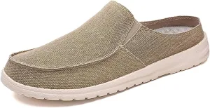 Men's Backless Canvas Slip-On Slippers Breathable Anti-Slip Indoor Outdoor Driving Shoes