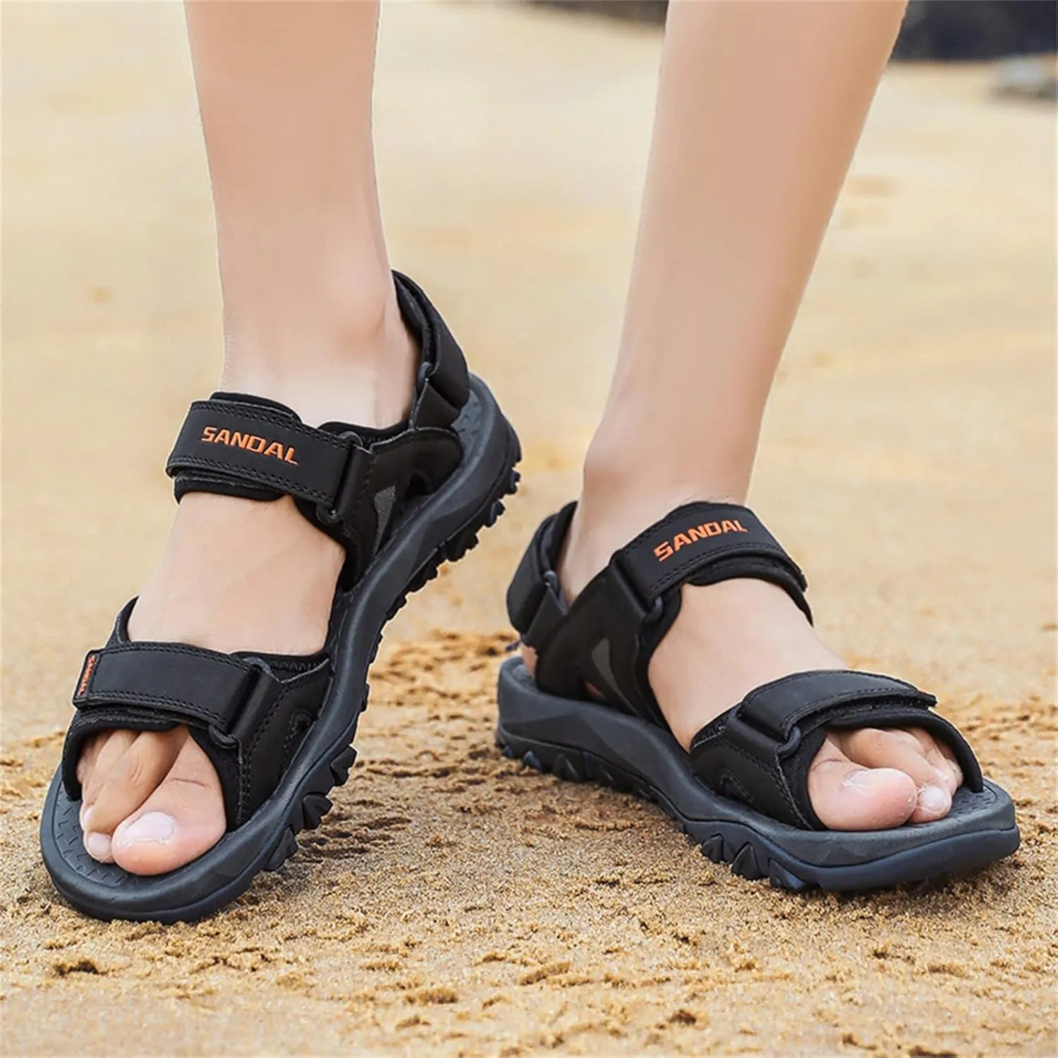 Men's Beach Sandals Summer Two Way Outdoor Sports Sandals Adjustable Strap Walking Sandals Arch Support Sandals