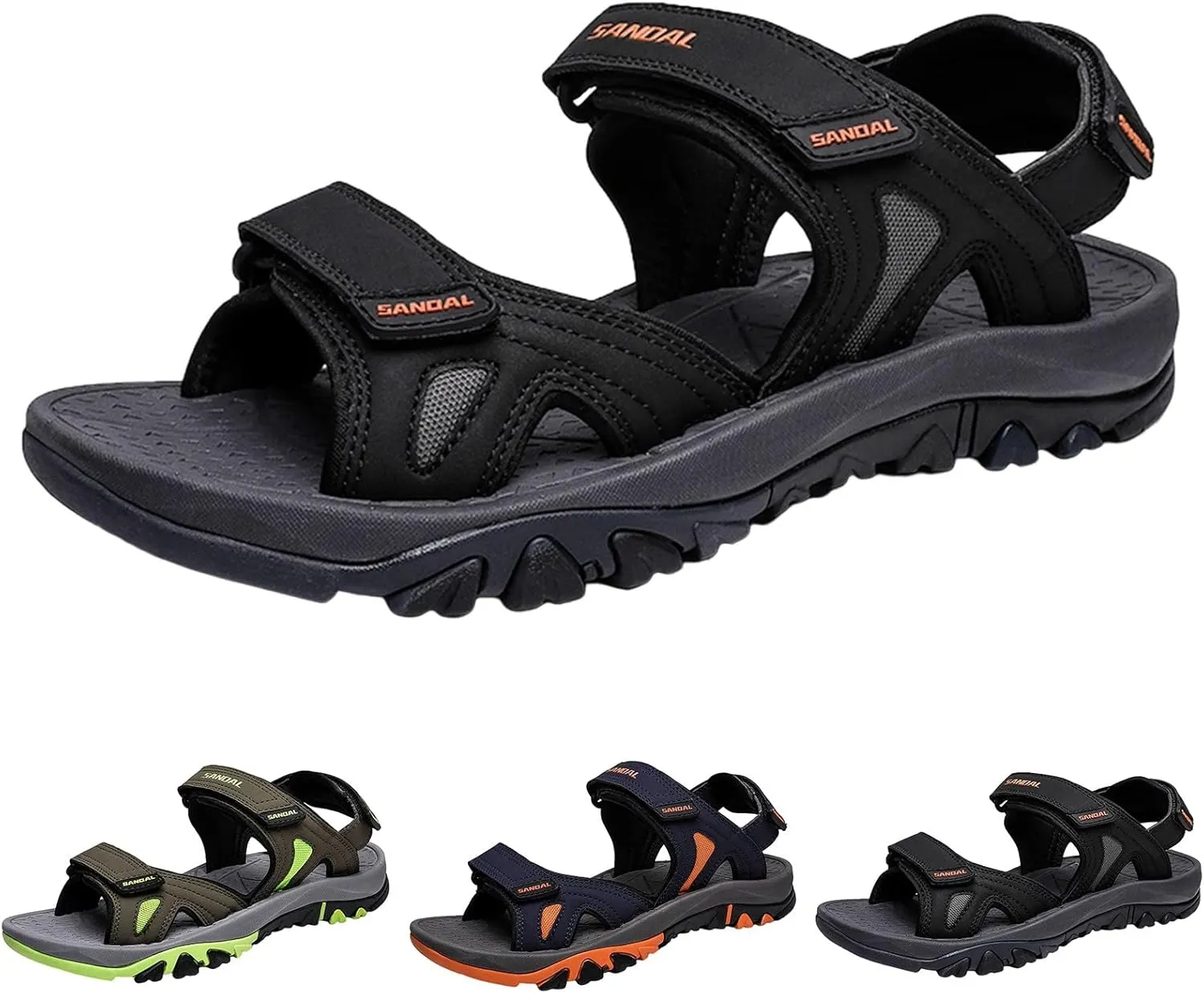 Men's Beach Sandals Summer Two Way Outdoor Sports Sandals Adjustable Strap Walking Sandals Arch Support Sandals
