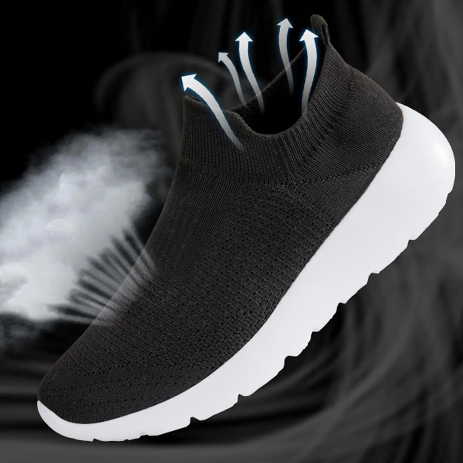 Men's Lightweight Non Slip Barefoot Shoes Lightweight Breathable Slip On Running Shoe Comfortable Stretch Shoes