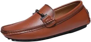 Mens Loafers Driving Shoes Slip On Comfortable Lightweight PU Leather Round Toe Flat Heel Flexible Walking Shoes for Men Party
