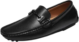 Mens Loafers Driving Shoes Slip On Comfortable Lightweight PU Leather Round Toe Flat Heel Flexible Walking Shoes for Men Party