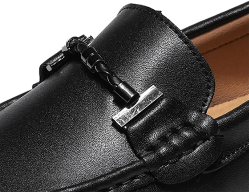Mens Loafers Driving Shoes Slip On Comfortable Lightweight PU Leather Round Toe Flat Heel Flexible Walking Shoes for Men Party