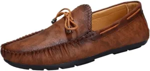 Men's Loafers PU Vintage Style Deck Shoes Stitching Details Round Toe Flexible Slip Resistant Comfortable Prom Slip-ons