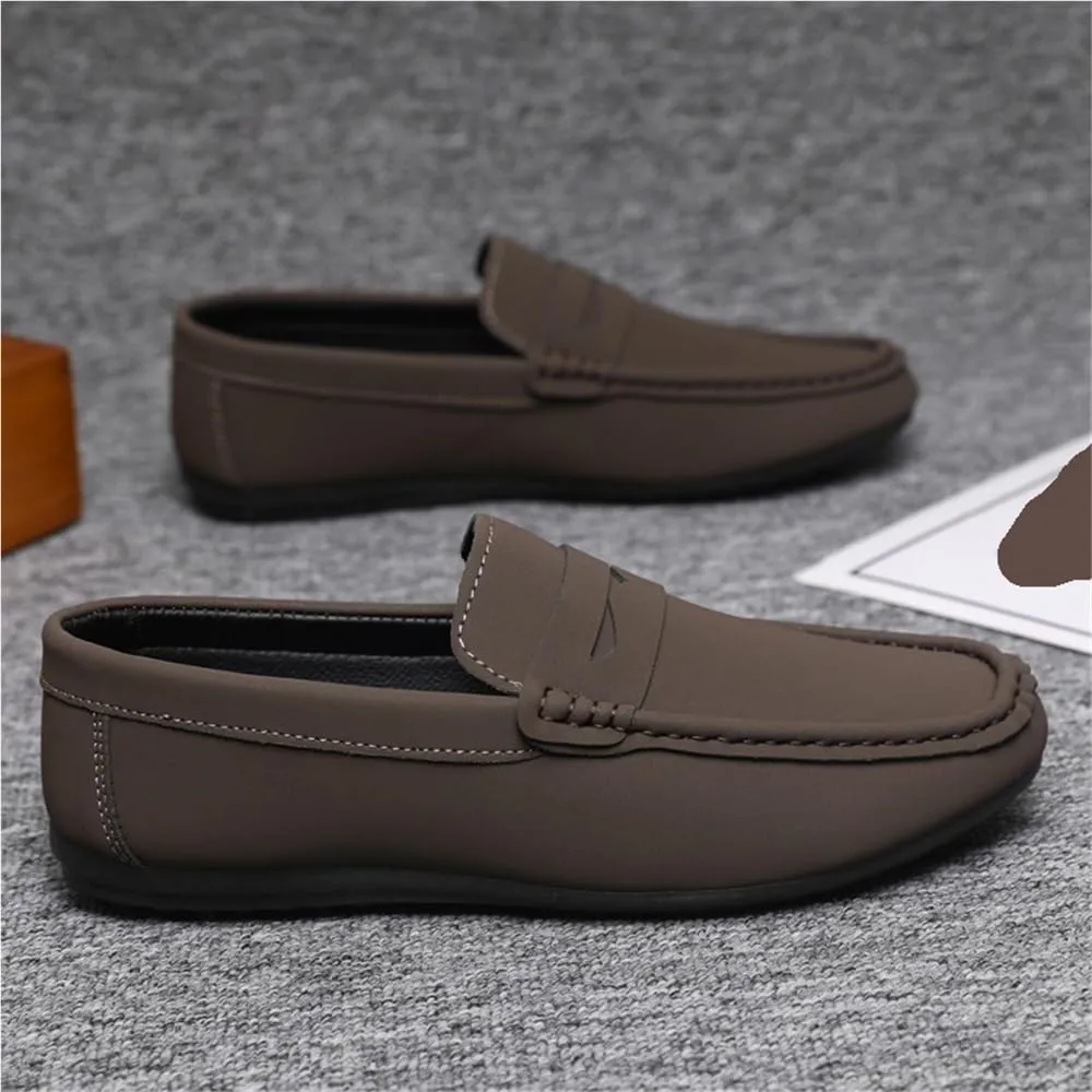 Mens Loafers Round Toe Lightweight Anti Walking Shoes Flexible Comfortable Casual Slip On for Business Office Work Wedding