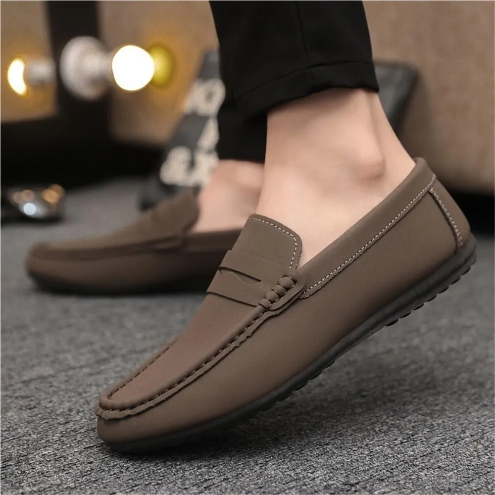 Mens Loafers Round Toe Lightweight Anti Walking Shoes Flexible Comfortable Casual Slip On for Business Office Work Wedding