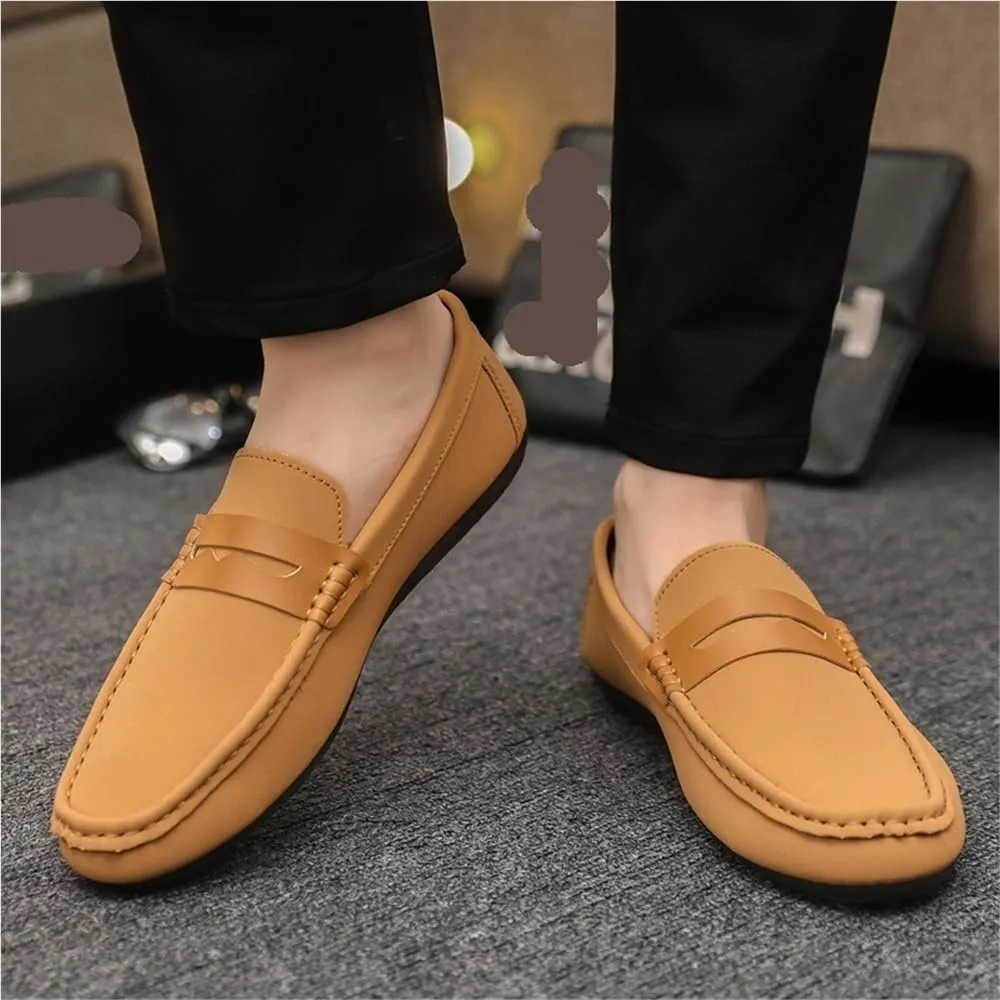 Mens Loafers Round Toe Lightweight Anti Walking Shoes Flexible Comfortable Casual Slip On for Business Office Work Wedding