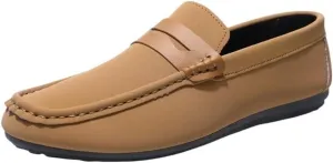 Mens Loafers Round Toe Lightweight Anti Walking Shoes Flexible Comfortable Casual Slip On for Business Office Work Wedding