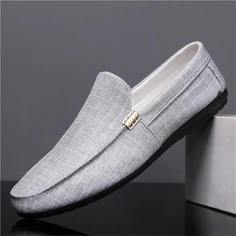 Mens Loafers Shoe Round Toe Cloth Loafer Shoes Flexible Lightweight Flat Heel Party Prom Slip-on