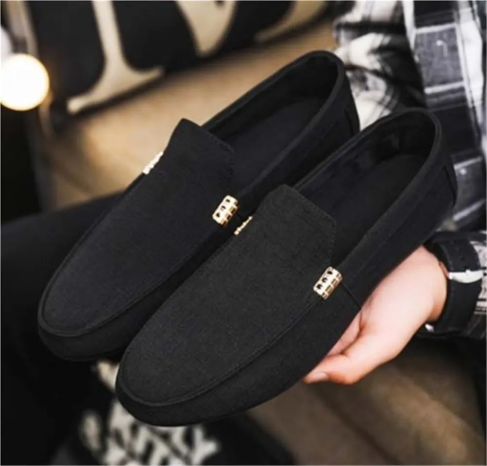Mens Loafers Shoe Round Toe Cloth Loafer Shoes Flexible Lightweight Flat Heel Party Prom Slip-on