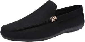 Mens Loafers Shoe Round Toe Cloth Loafer Shoes Flexible Lightweight Flat Heel Party Prom Slip-on