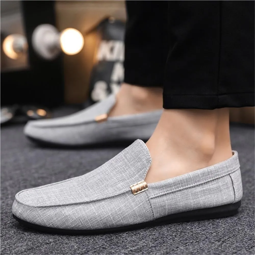 Mens Loafers Shoe Round Toe Cloth Loafer Shoes Flexible Lightweight Flat Heel Party Prom Slip-on