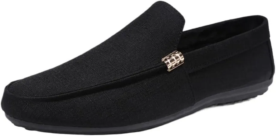 Mens Loafers Shoe Round Toe Cloth Loafer Shoes Flexible Lightweight Flat Heel Party Prom Slip-on