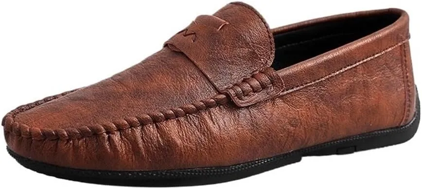 Men's Loafers Solid Color Round Toe Loafers Flexible Slip Resistant Anti-Slip Prom Classic Slip-ons