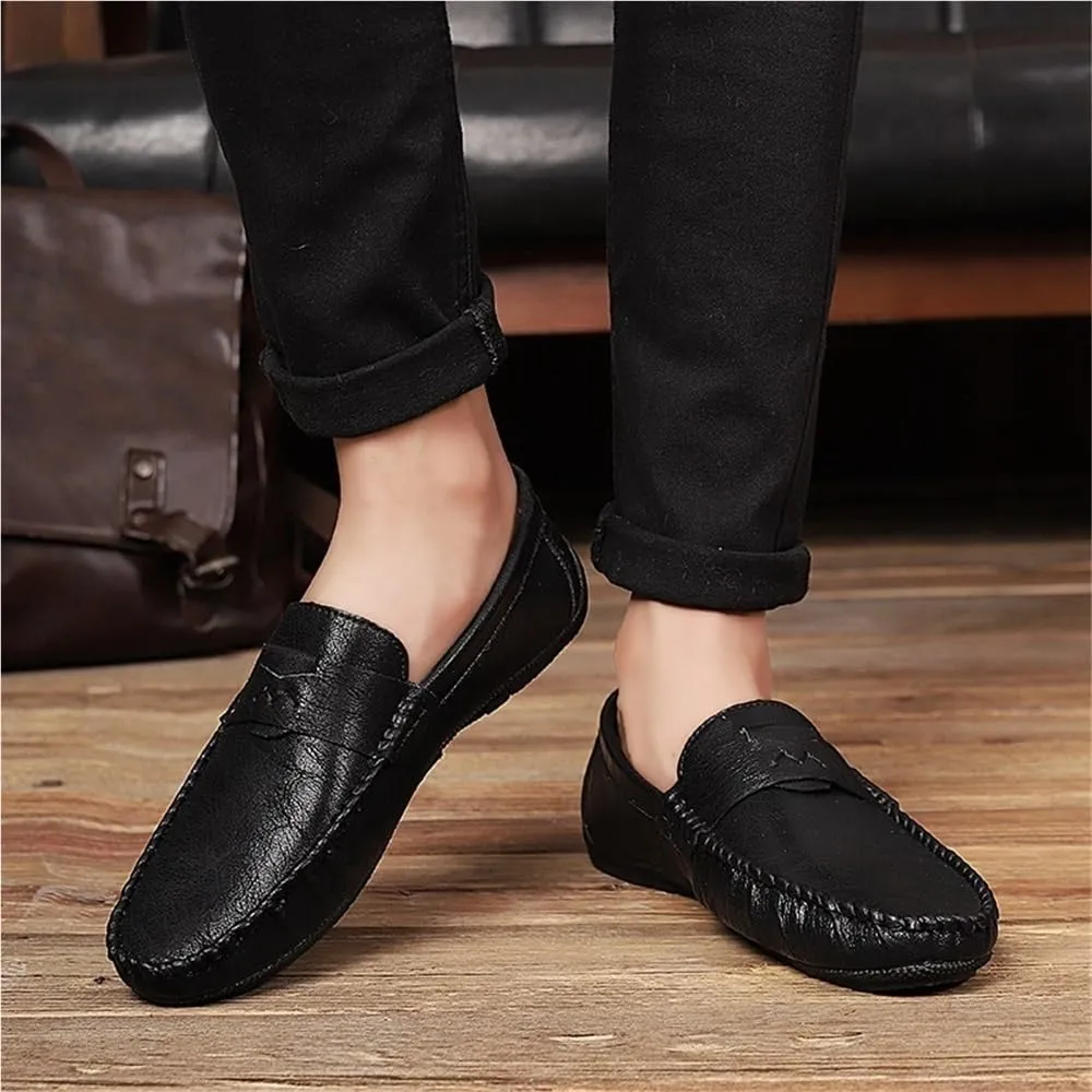 Men's Loafers Solid Color Round Toe Loafers Flexible Slip Resistant Anti-Slip Prom Classic Slip-ons