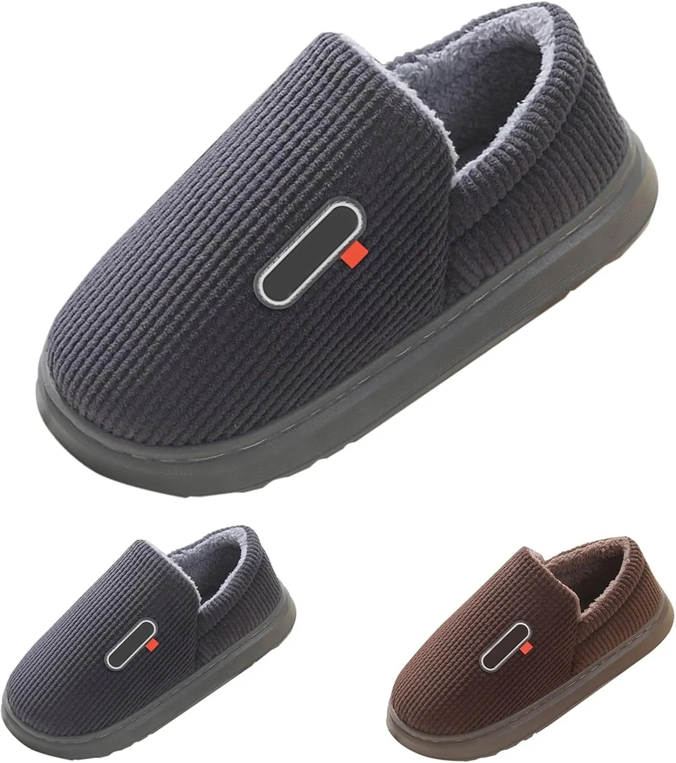Men's Slippers Fluffy Plush Close Back Anti-Slip Slip On Loafer Shoe Winter Warm Outdoor Travel Comfort Trendy 2024