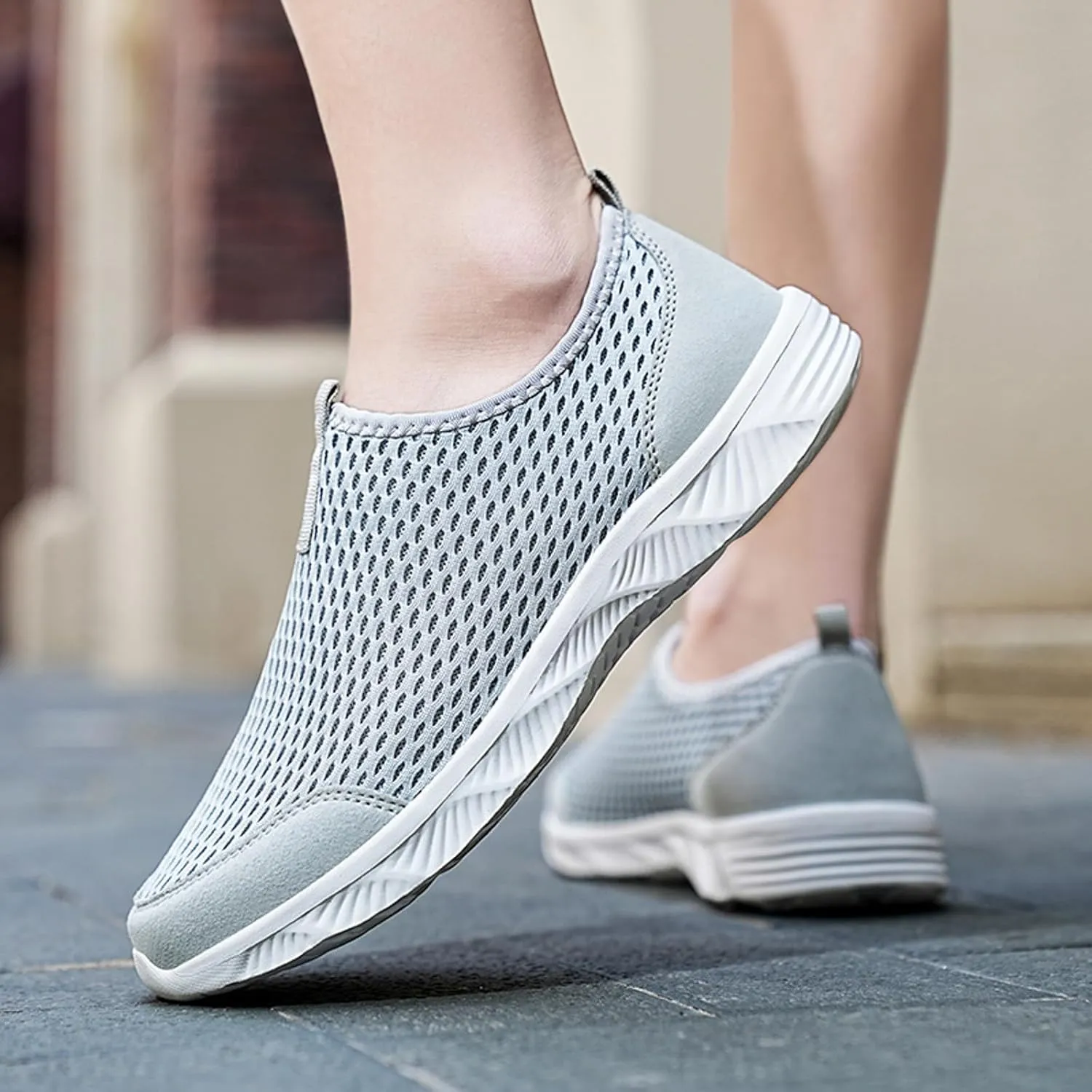 Men's Stylish Lightweight Sneakers Comfortable Lightweight Casual Walking Shoe Convenient Elderly Slip on Shoes