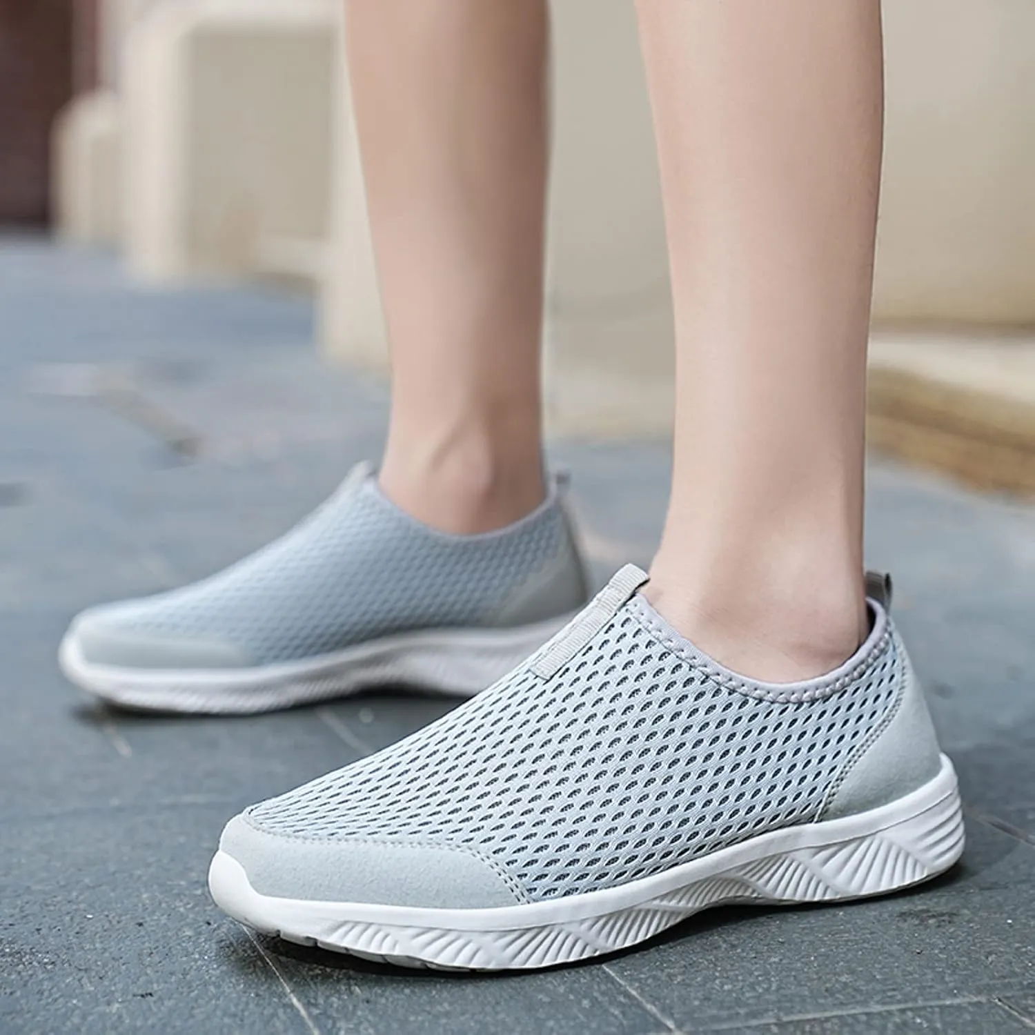 Men's Stylish Lightweight Sneakers Comfortable Lightweight Casual Walking Shoe Convenient Elderly Slip on Shoes