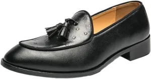Mens Tassel Loafers Shoe Leather Resistant Flat Heel Flexible Prom Walking Slip On