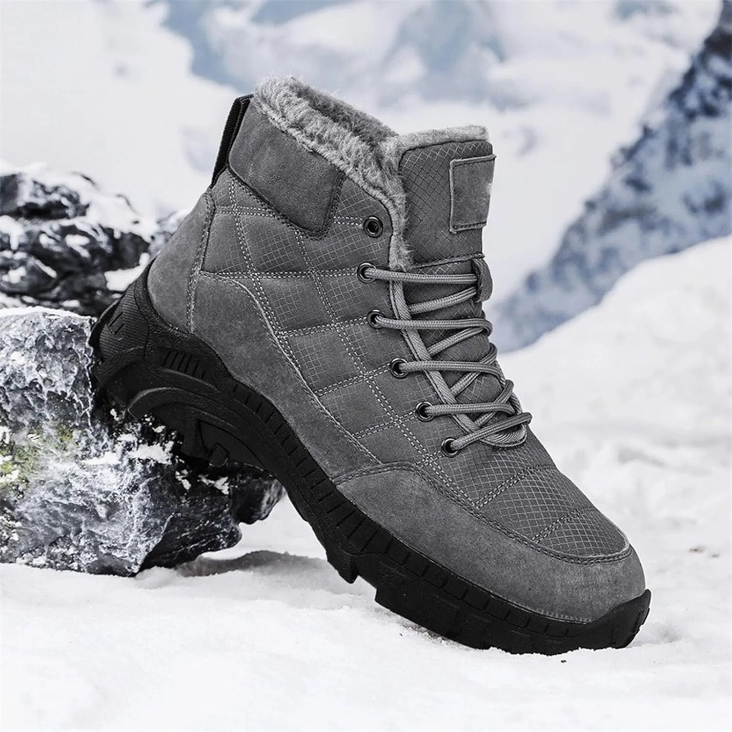 Mens Work Boots Slip On Hiking Sneakers Women's Slip On Warm Womens Working Shoes Steel Toe Slip On Platform Shoes Lightweight Comfortable Hike Grounded Footwear