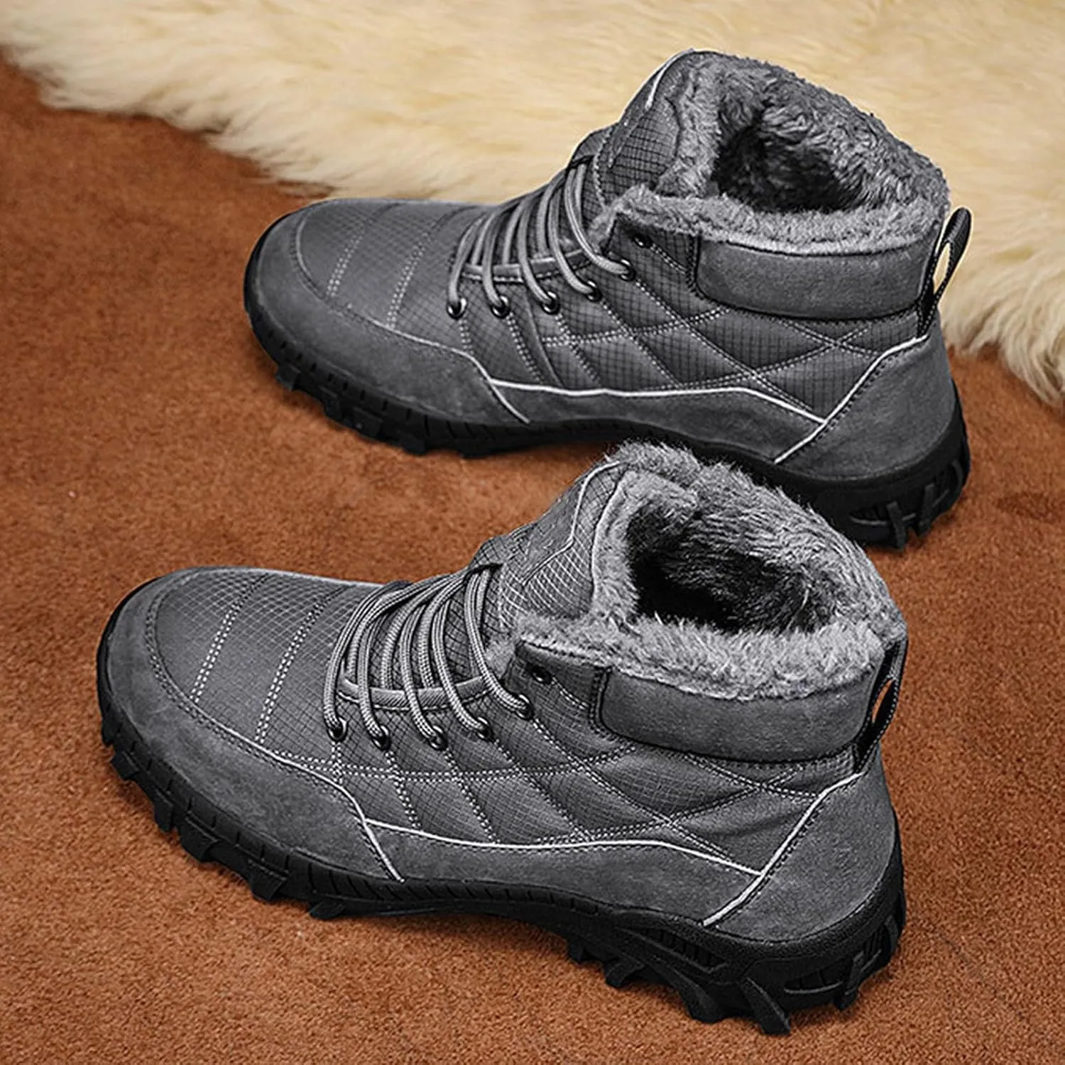 Mens Work Boots Slip On Hiking Sneakers Women's Slip On Warm Womens Working Shoes Steel Toe Slip On Platform Shoes Lightweight Comfortable Hike Grounded Footwear