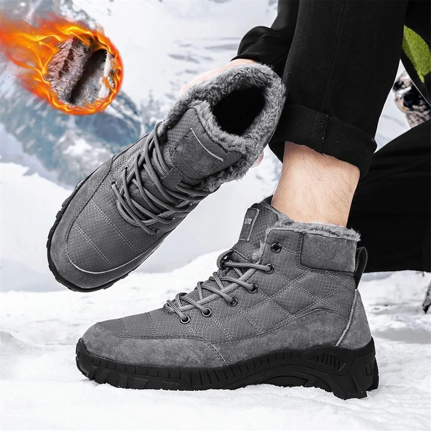 Mens Work Boots Slip On Hiking Sneakers Women's Slip On Warm Womens Working Shoes Steel Toe Slip On Platform Shoes Lightweight Comfortable Hike Grounded Footwear