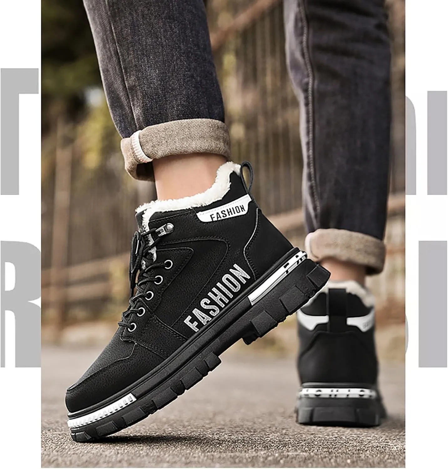 Men's Work Boots Steel Toe Hiking Sneakers Warm Fur Lined Working Shoes for Women Nonslip Waterproof Platform Shoes Work Hike Grounded Footwear