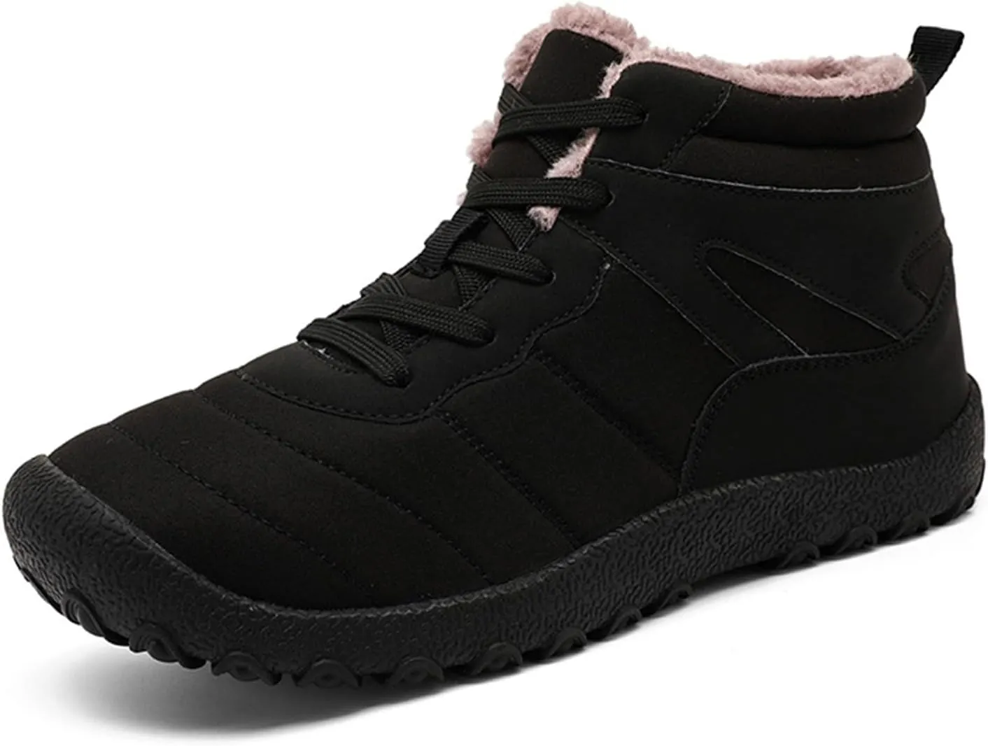 Men's Work Boots Waterproof Hiking Sneakers Shoes Warm Fur Lined Women's Working Shoes with Zipper Work Botas Soft Toe Non Slip Rubber Sole Hike Grounded Footwear