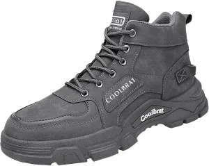 Men's Work Boots Waterproof Hiking Sneakers Shoes Warm Fur Lined Women's Working Shoes with Zipper Work Botas Soft Toe Non Slip Rubber Sole Hike Grounded Footwear