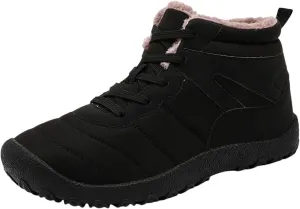 Men's Work Boots Waterproof Hiking Sneakers Shoes Warm Fur Lined Women's Working Shoes with Zipper Work Botas Soft Toe Non Slip Rubber Sole Hike Grounded Footwear