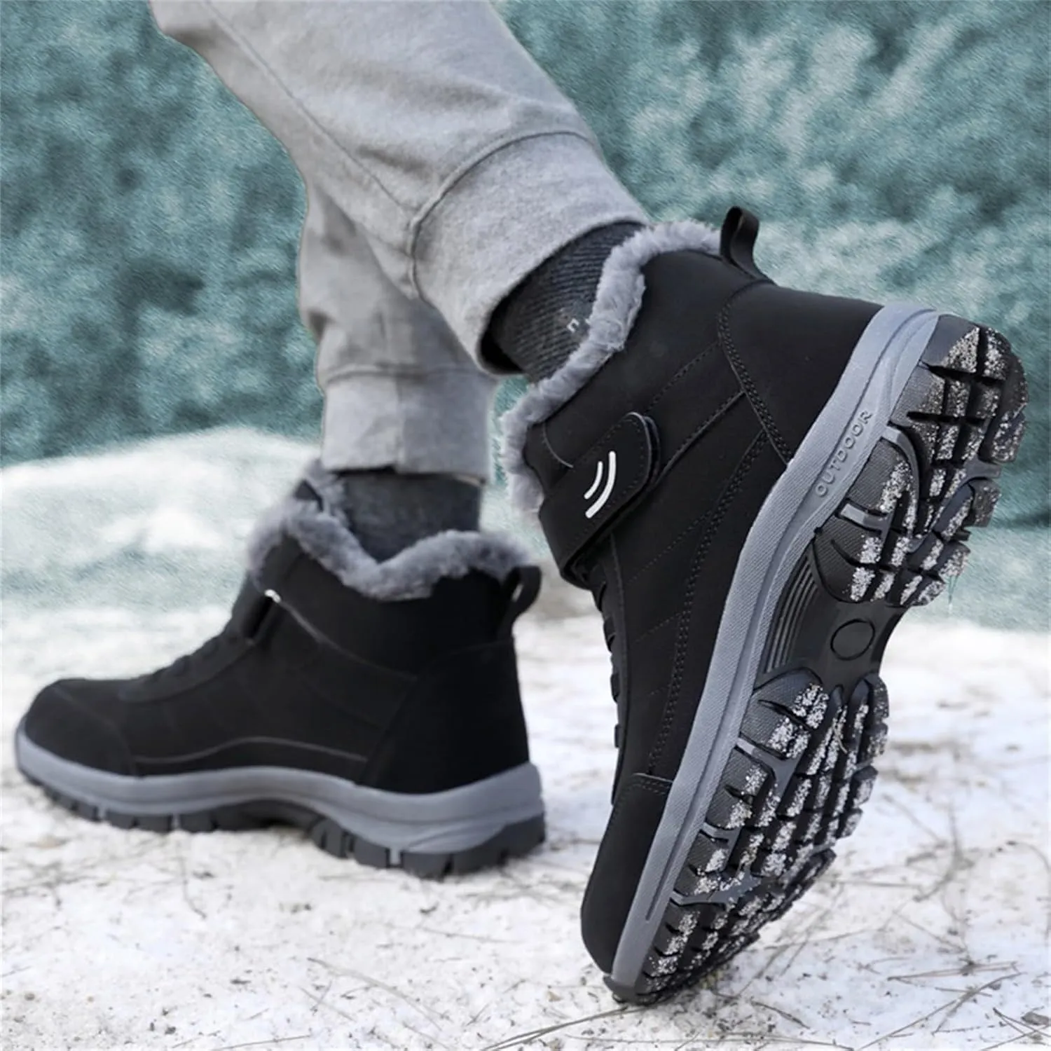 Men's Work Boots Wide Width Hiking Sneakers Warm Fur Lined Women's Safety Toe Shoes Non-Slip Winter Outdoor Botas Waterproof Non Slip Hike Grounded Footwear