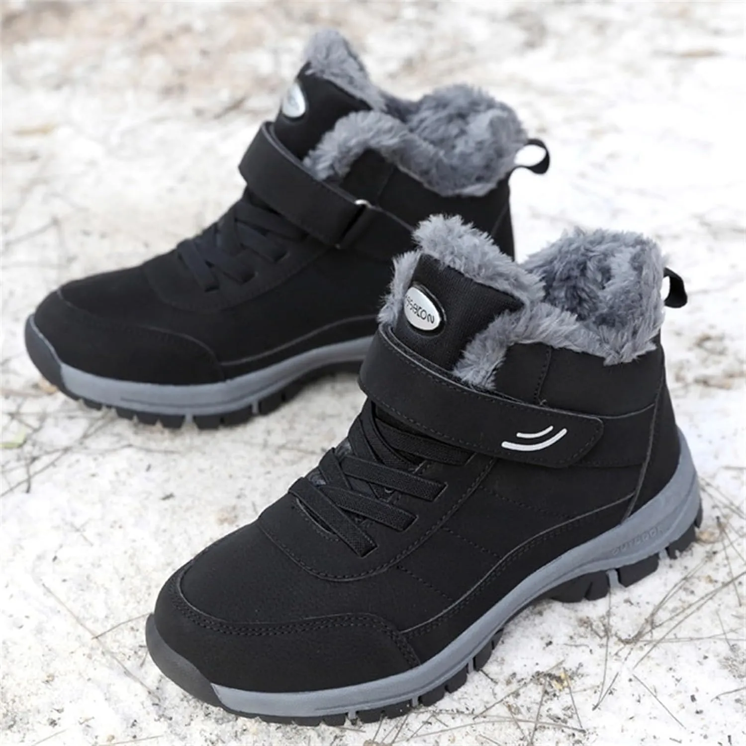 Men's Work Boots Wide Width Hiking Sneakers Warm Fur Lined Women's Safety Toe Shoes Non-Slip Winter Outdoor Botas Waterproof Non Slip Hike Grounded Footwear